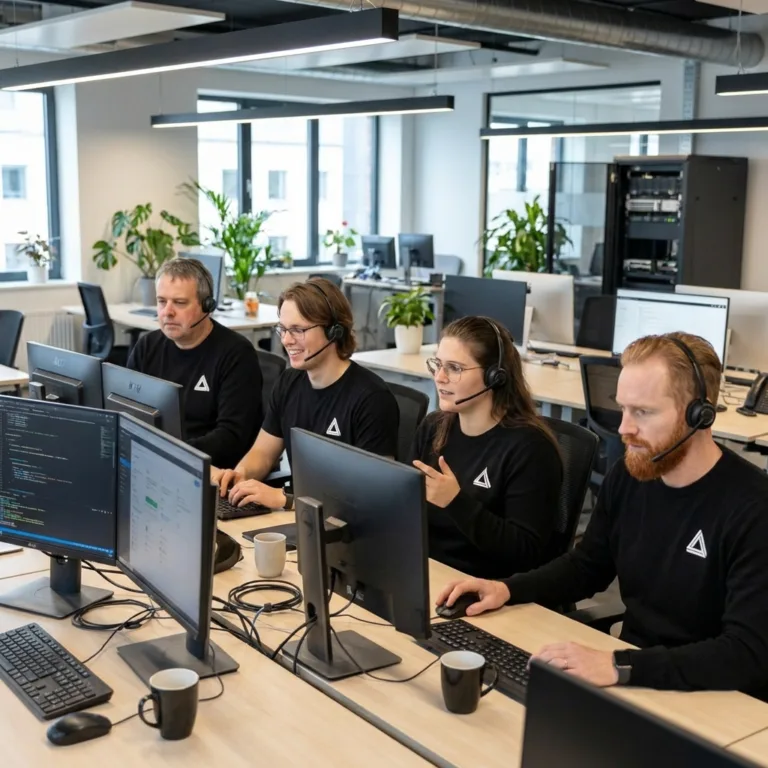 ATS Connection engineers monitoring client systems from the Arundel office