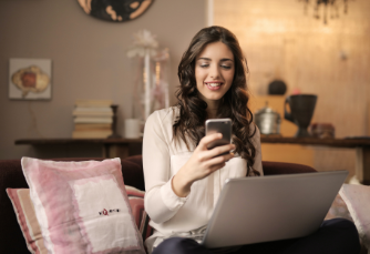 Women Working Using Broadband with ATS Connection